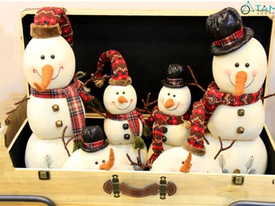 Người tuyết vải nhồi bông Vintage 3 khúc cao 35-55cm X-VNHB-11